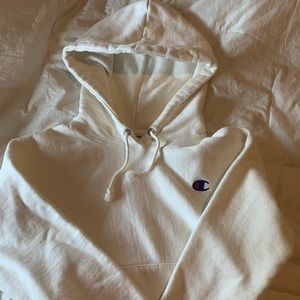 Champion White Cropped Hoodie